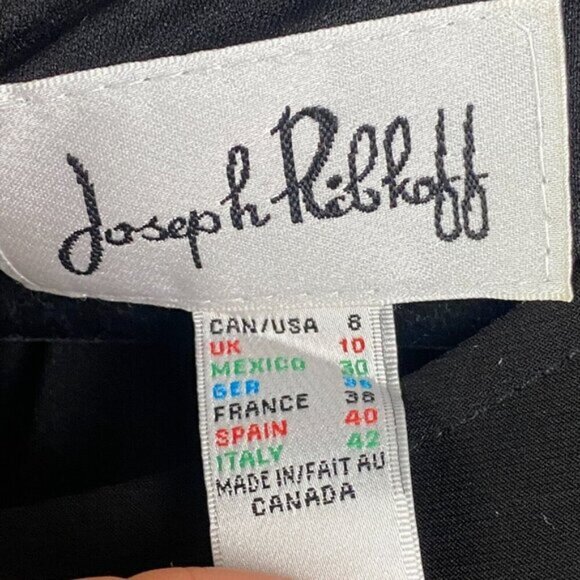 Joseph Ribkoff Stretch Fitted Dress Size 8 Black Silver Eyelets Half Sleeve - Picture 4 of 11